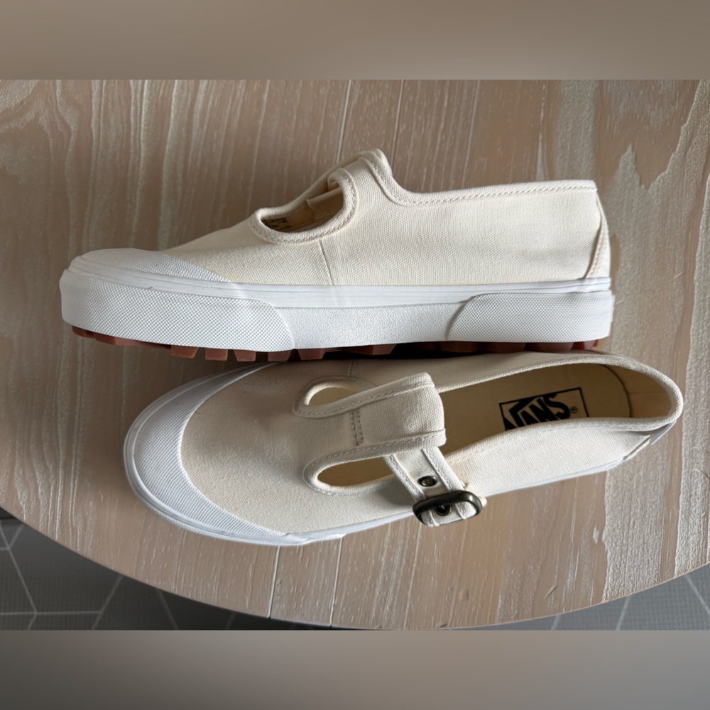 VANS|Beige cream canvas Maryjane sneakers with buckle & rubber sole•••NWOT,boho - Picture 8 of 15